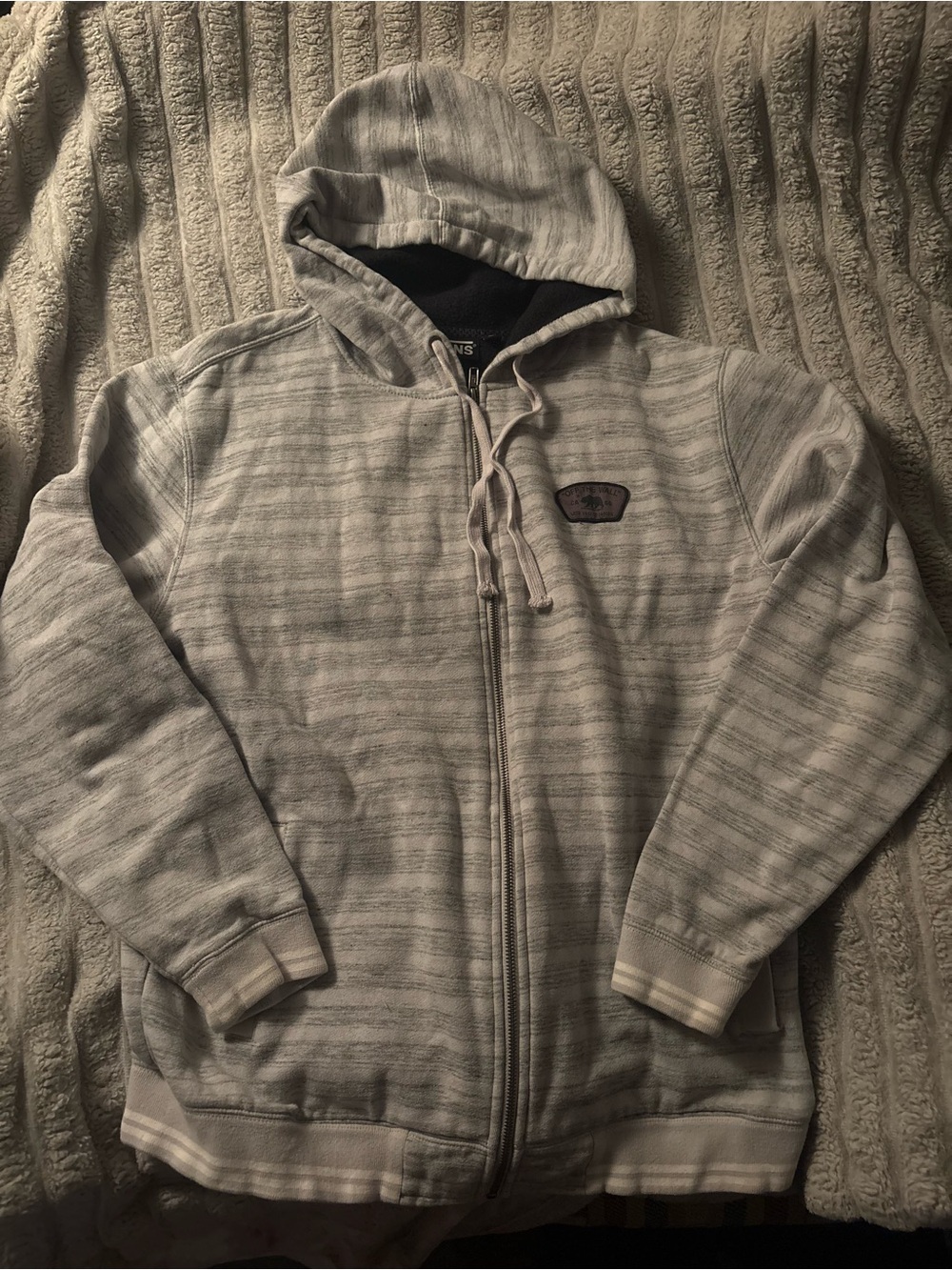 Vans Y2K Men's Light Gray Striped Full-Zip Hoodie